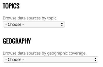 Browse by topic or geographic coverage